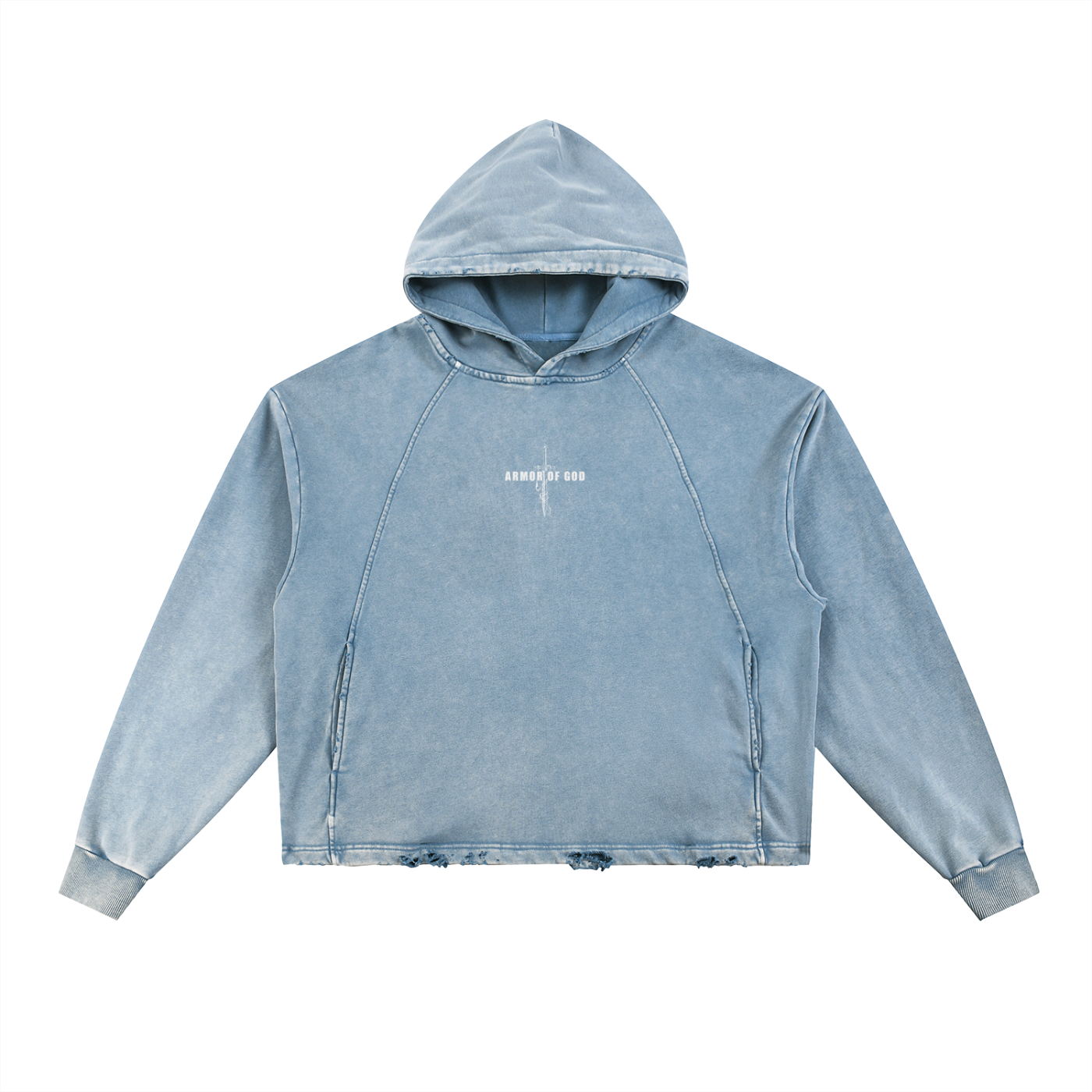 Vintage washed frayed-hem hoodie