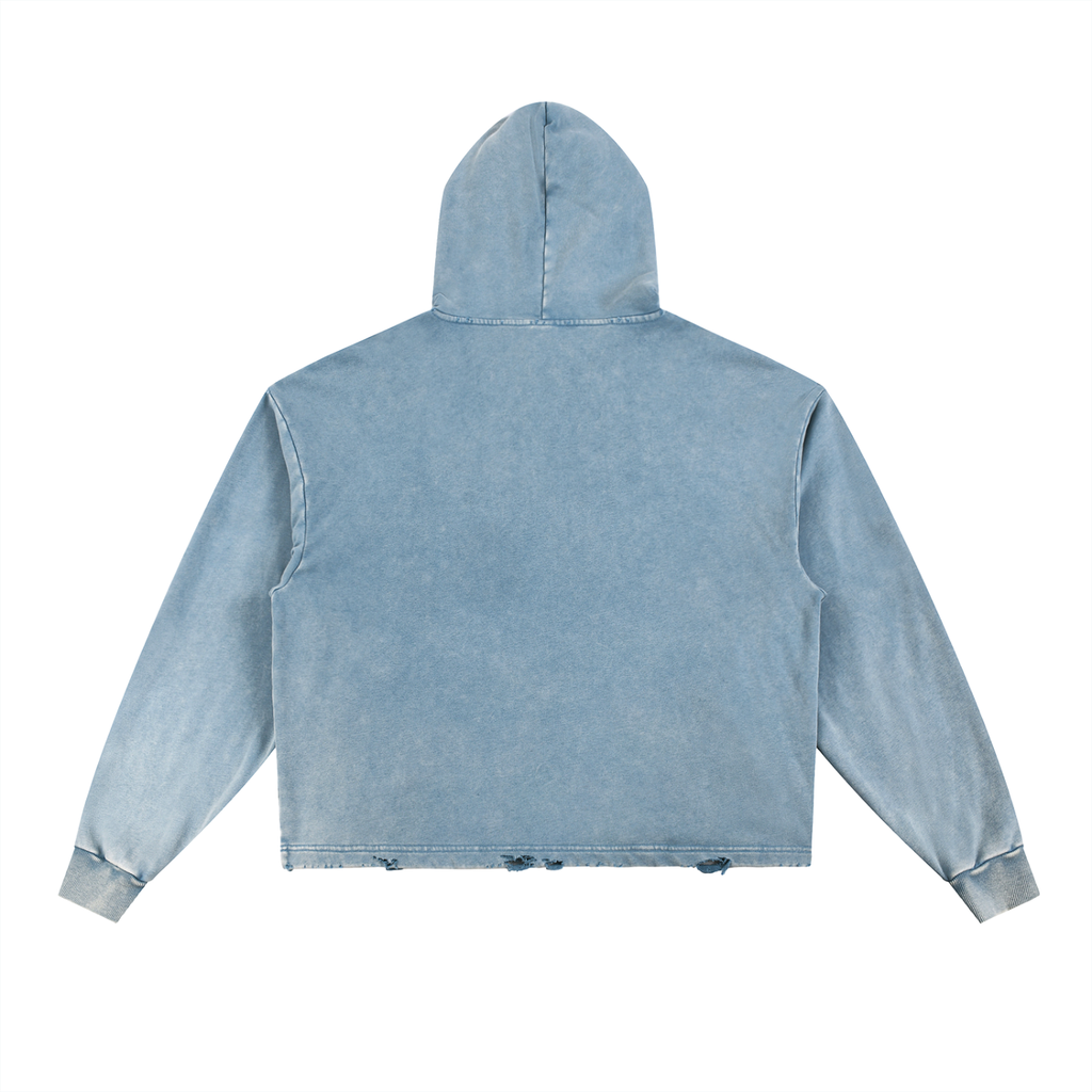 Vintage washed frayed-hem hoodie